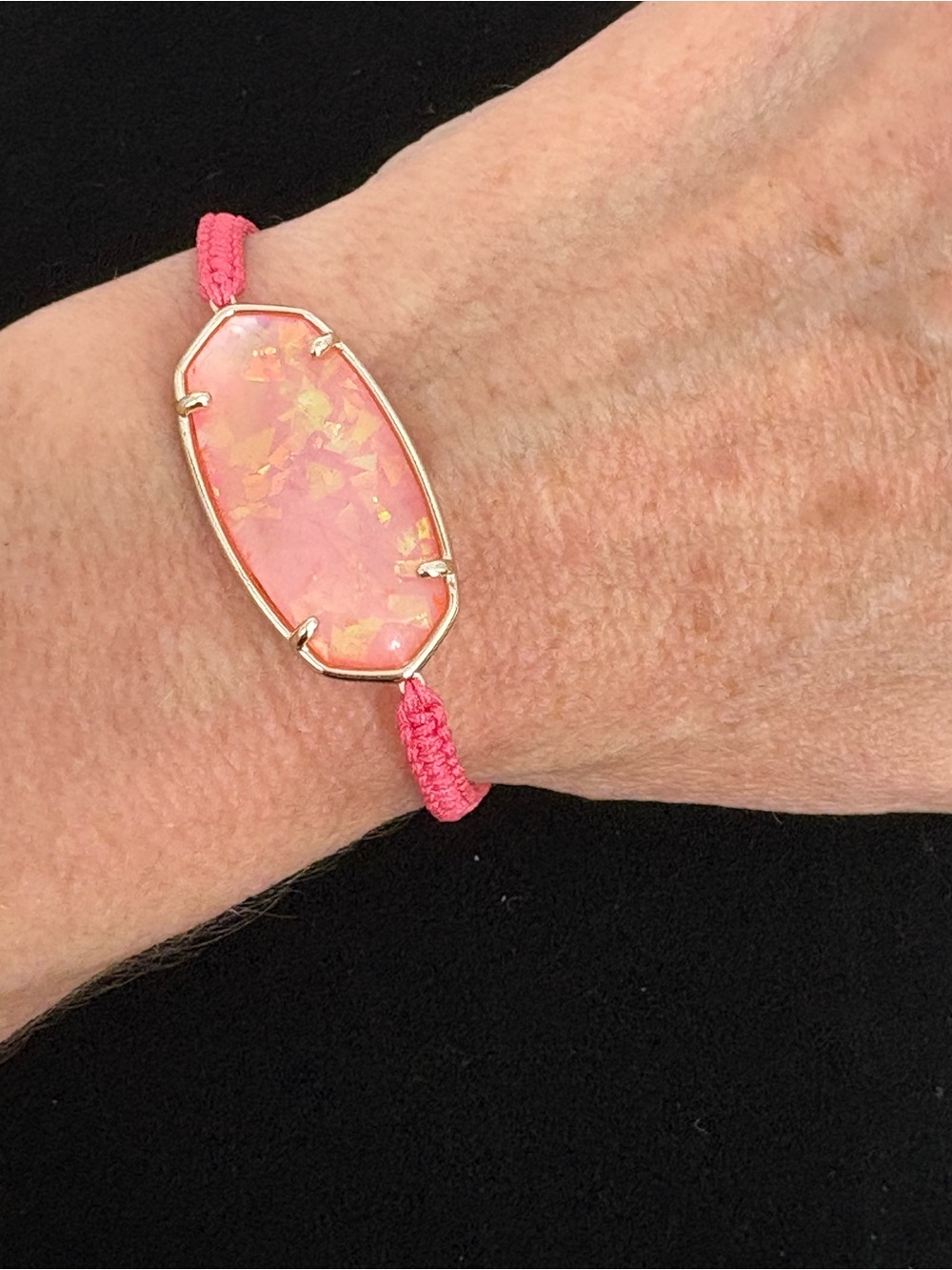 Kendra Scott Pink Iridescent Corded Friendship Bracelet with Gold Tone Accents